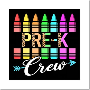 Team Pre K Crew Back To School Crayons Kids Teacher Posters and Art